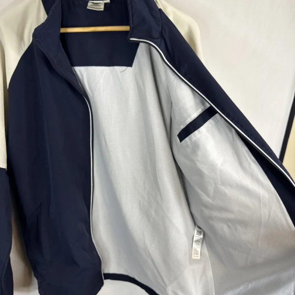 Adidas Originals Full ZipJacket Men XL Navy Trefoil Logo Sleeve Retro Spellout‎